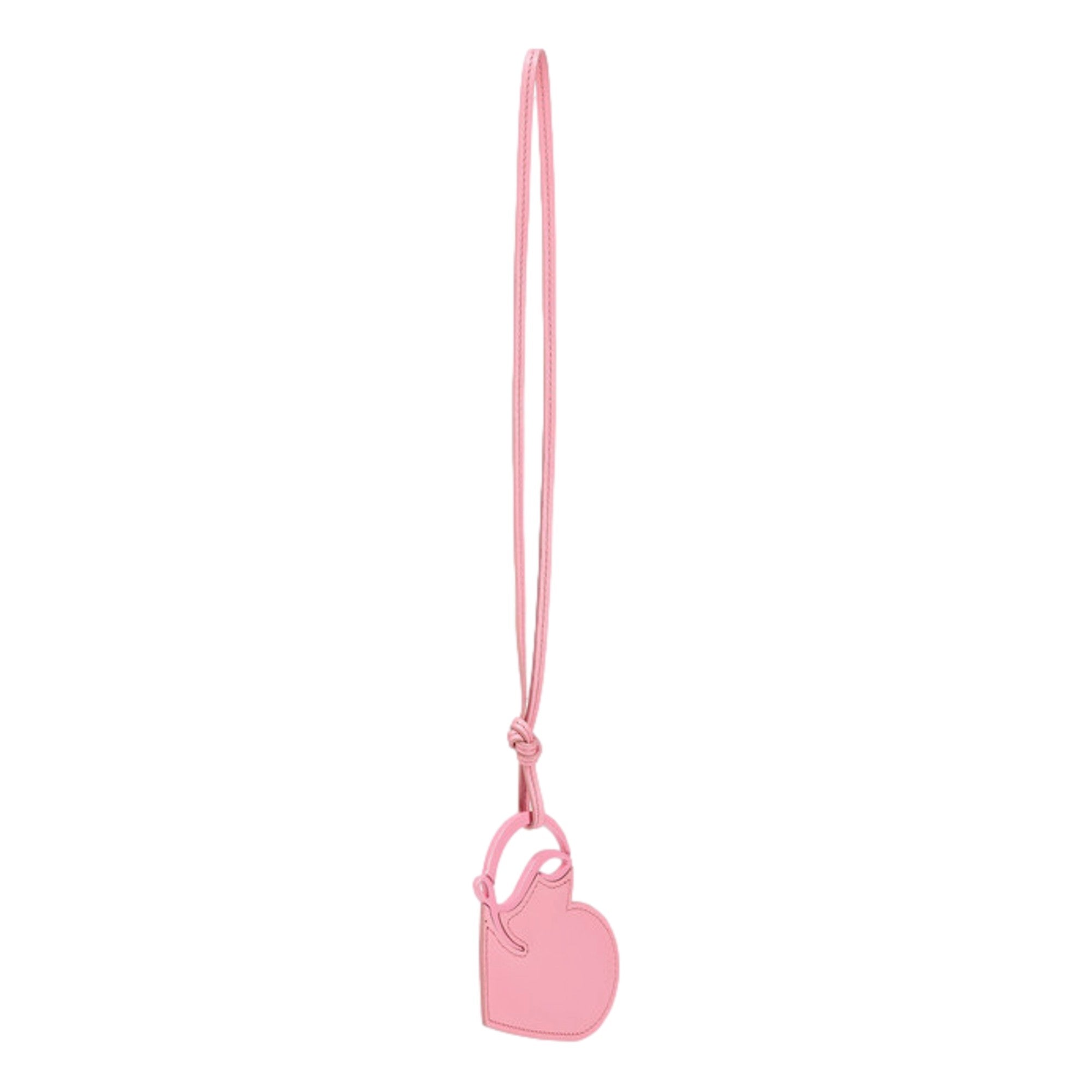 Christian Louboutin Leather Heart Calipso Pink Bag Charm Keychain available at Queen Bee of Beverly Hills