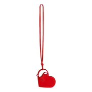 Christian Louboutin Leather Heart Loubi Red Bag Charm Keychain available at Queen Bee of Beverly Hills
