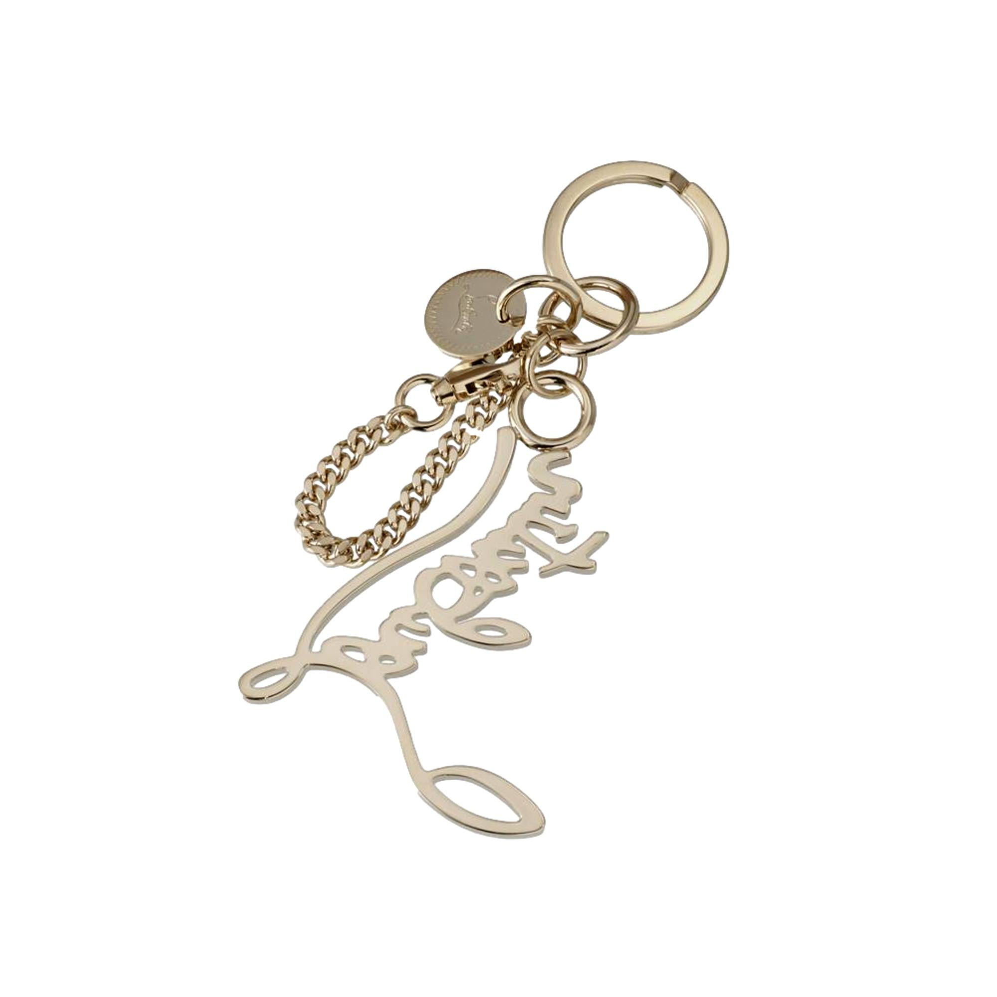 Christian Louboutin Logo Gold and Crystal Keyring available at Queen Bee of Beverly Hills