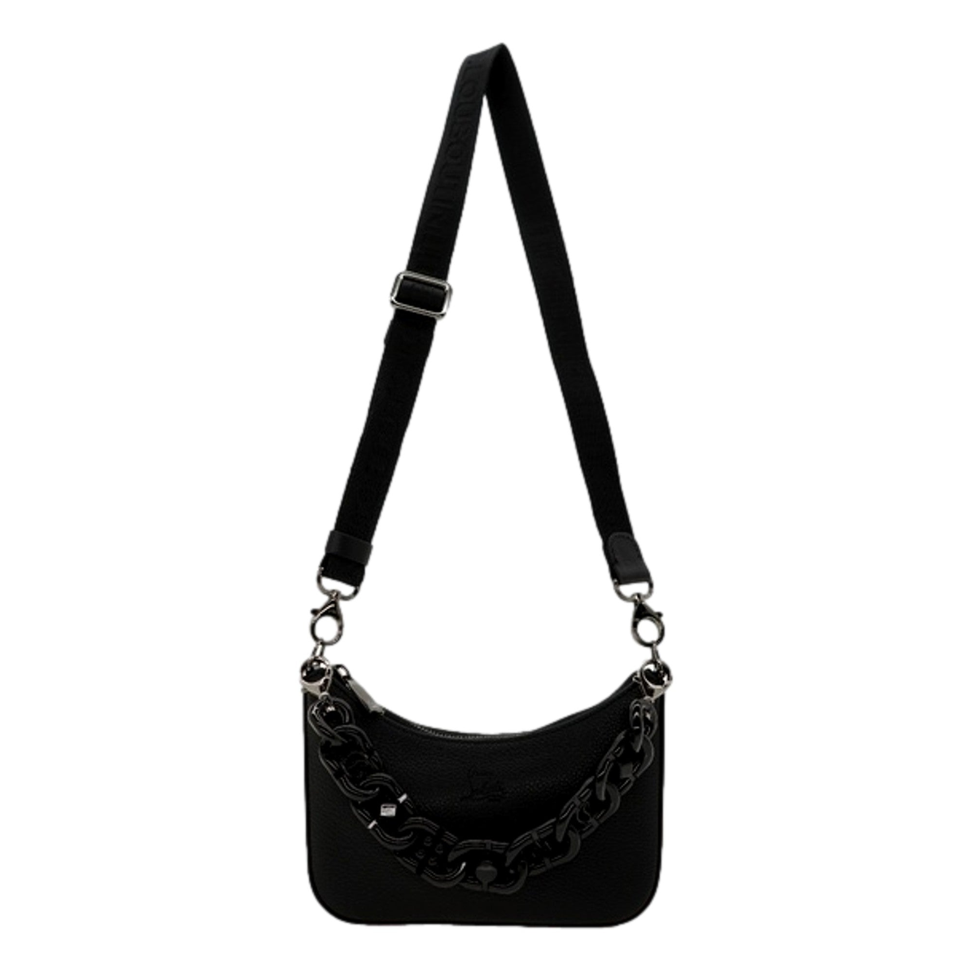 Christian Louboutin Loubila Chain Black Leather Mini Shoulder Bag available at Queen Bee of Beverly Hills