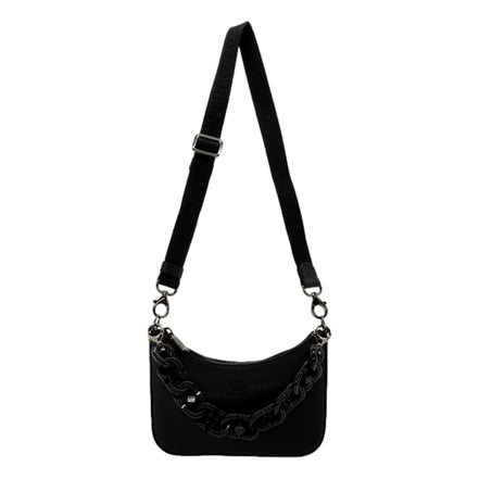 Christian Louboutin Loubila Chain Black Leather Mini Shoulder Bag available at Queen Bee of Beverly Hills