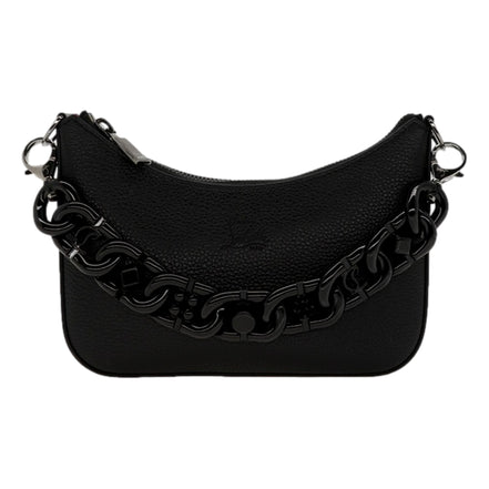 Christian Louboutin Loubila Chain Black Leather Mini Shoulder Bag available at Queen Bee of Beverly Hills