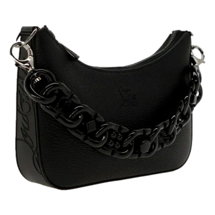 Christian Louboutin Loubila Chain Black Leather Mini Shoulder Bag available at Queen Bee of Beverly Hills
