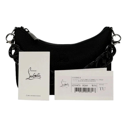 Christian Louboutin Loubila Chain Black Leather Mini Shoulder Bag available at Queen Bee of Beverly Hills