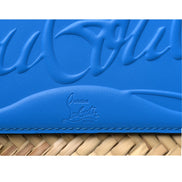Christian Louboutin Loubishore Blue Woven Raffia Large Tote Bag available at Queen Bee of Beverly Hills