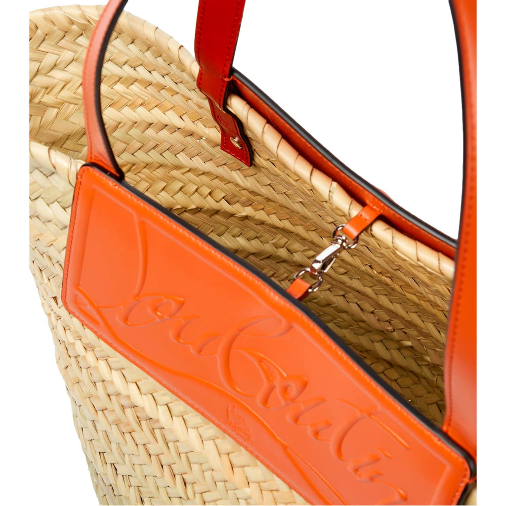 Christian Louboutin Loubishore Orange Leather Trim Woven Tote at_Queen_Bee_of_Beverly_Hills