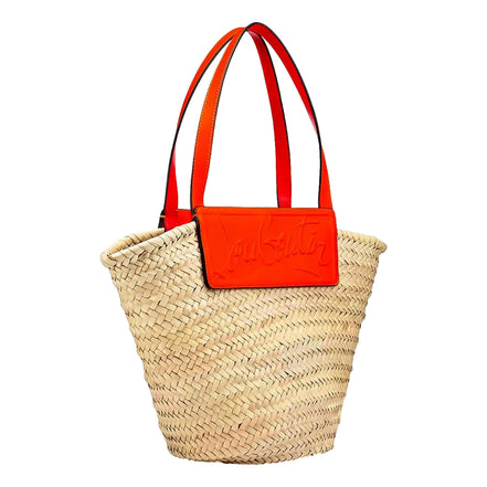Christian Louboutin Loubishore Orange Woven Raffia Large Tote Bag available at Queen Bee of Beverly Hills