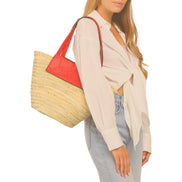 Christian Louboutin Loubishore Orange Woven Raffia Large Tote Bag available at Queen Bee of Beverly Hills