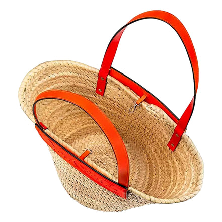 Christian Louboutin Loubishore Orange Woven Raffia Large Tote Bag available at Queen Bee of Beverly Hills