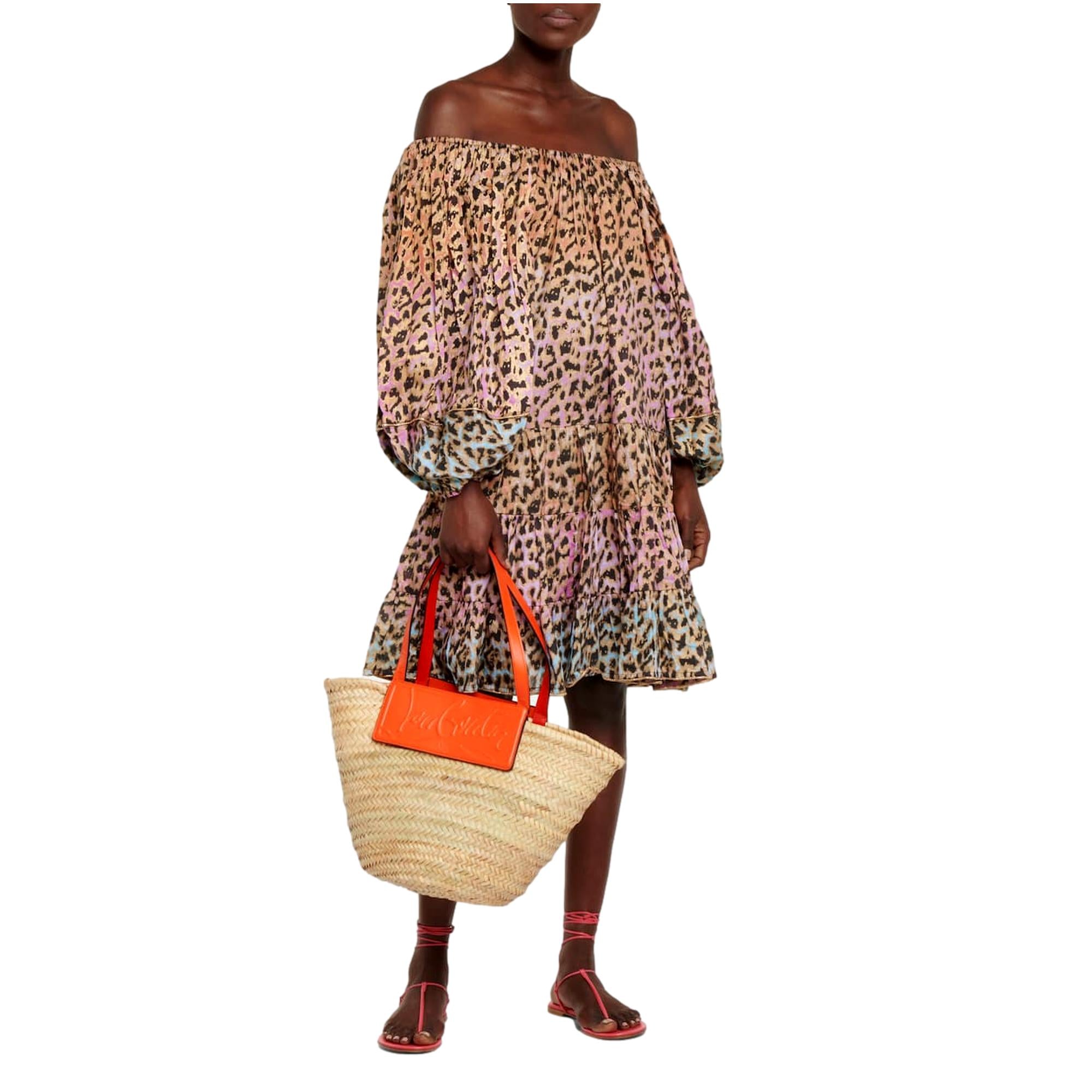 Christian Louboutin Loubishore Orange Woven Raffia Large Tote Bag available at Queen Bee of Beverly Hills