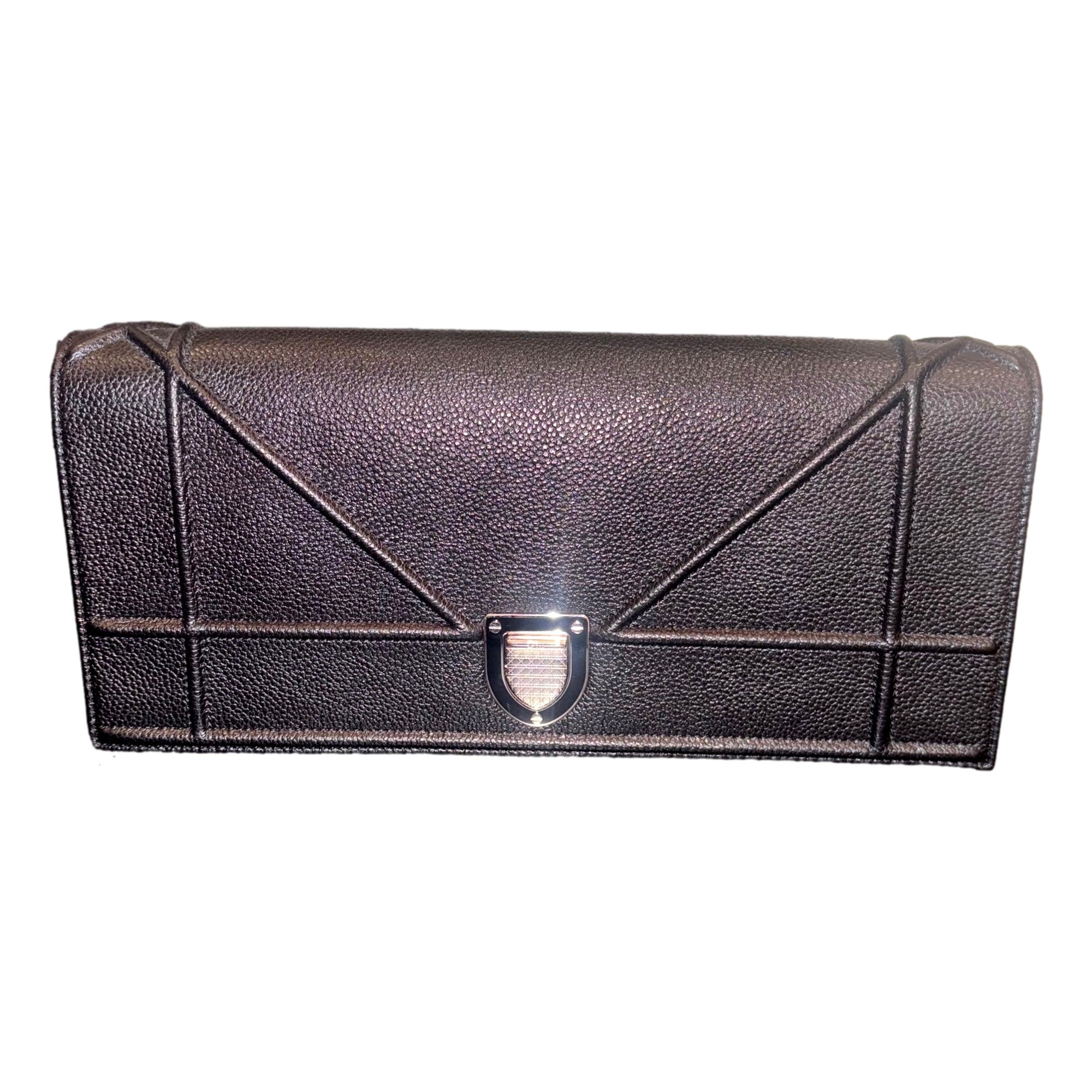 Dior Black Calfskin Leather Diorama Wallet on Chain available at Queen Bee of Beverly Hills