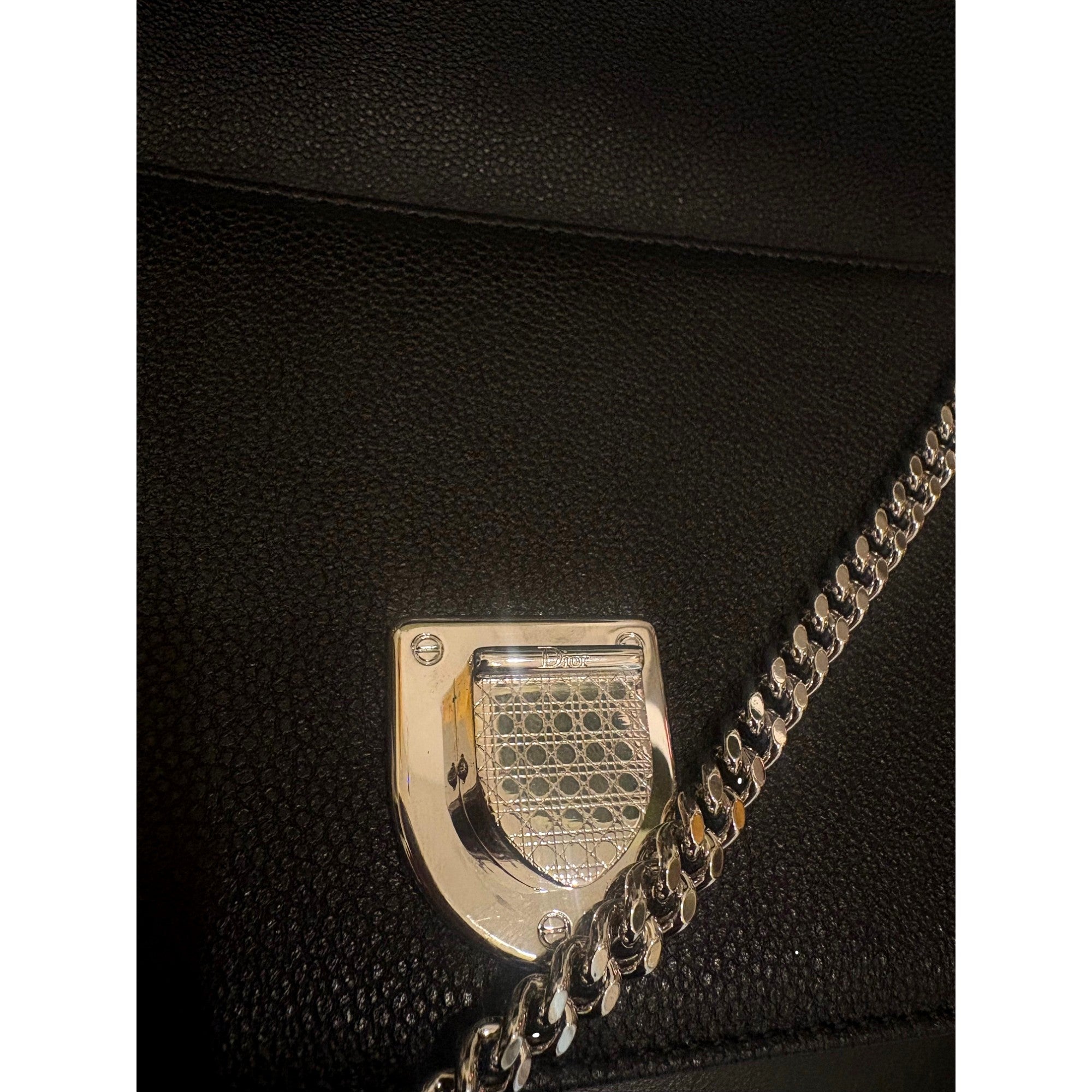 Dior Black Calfskin Leather Diorama Wallet on Chain available at Queen Bee of Beverly Hills
