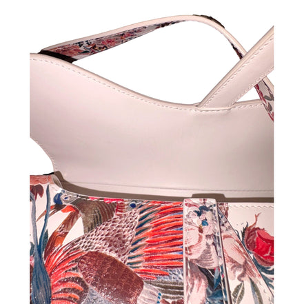 Dior Rare Floral and Bird Print Leather Saddle Bag Gold Detailing available at Queen Bee of Beverly Hills