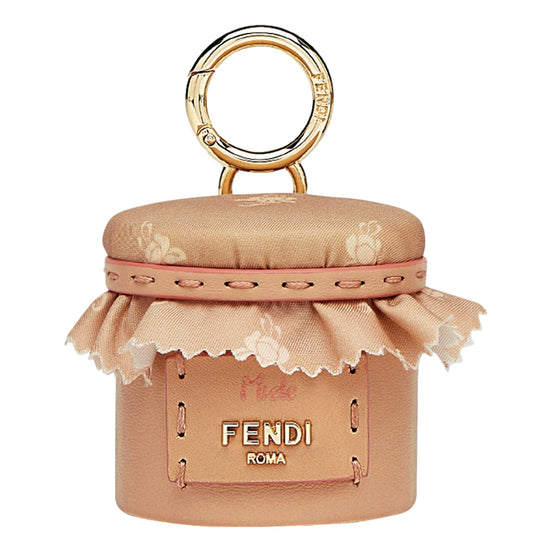 Fendi Miele Honey Pot Leather Selleria Bag Charm Keychain Trinket Holder