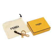 Fendi FF Zucca Canvas and Leather Gold Tone Bag Charm with Roma Medallion - Available at Queen Bee of Beverly Hills. 