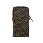Fendi Baguette Brown Zucca Canvas Phone Holder Crossbody Bag available at Queen Bee of Beverly Hills