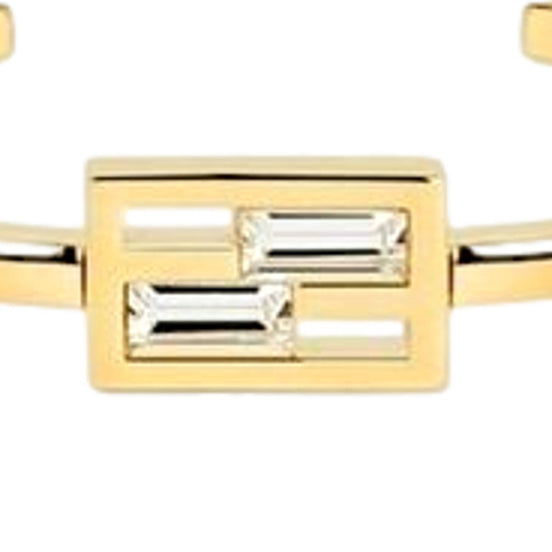 Fendi Baguette Crystal and Gold Small Cuff Bracelet available at Queen Bee of Beverly Hills
