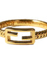 Fendi Baguette FF Logo Ring Gold Tone Twist Metal Band Large available at Queen Bee of Beverly Hills