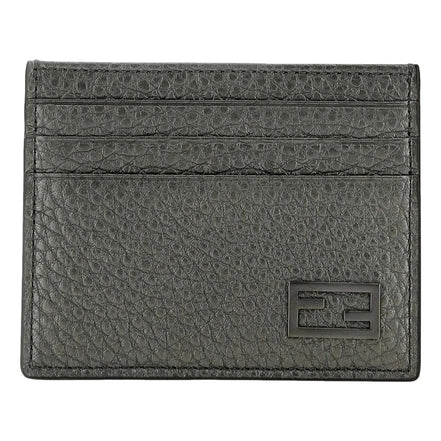 Fendi Baguette Graphite Grained Leather Card Case Wallet available at Queen Bee of Beverly Hills