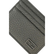 Fendi Baguette Graphite Grained Leather Card Case Wallet available at Queen Bee of Beverly Hills