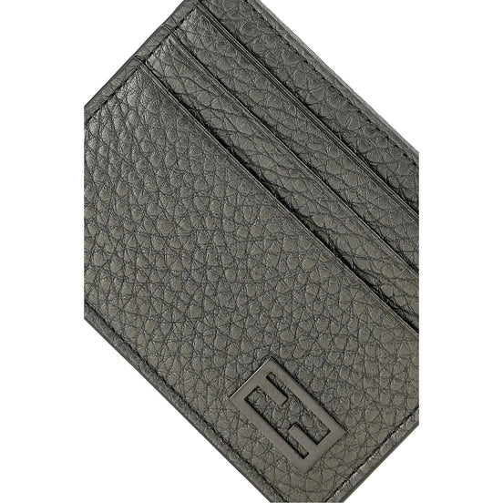 Fendi Baguette Graphite Grained Leather Card Case Wallet available at Queen Bee of Beverly Hills