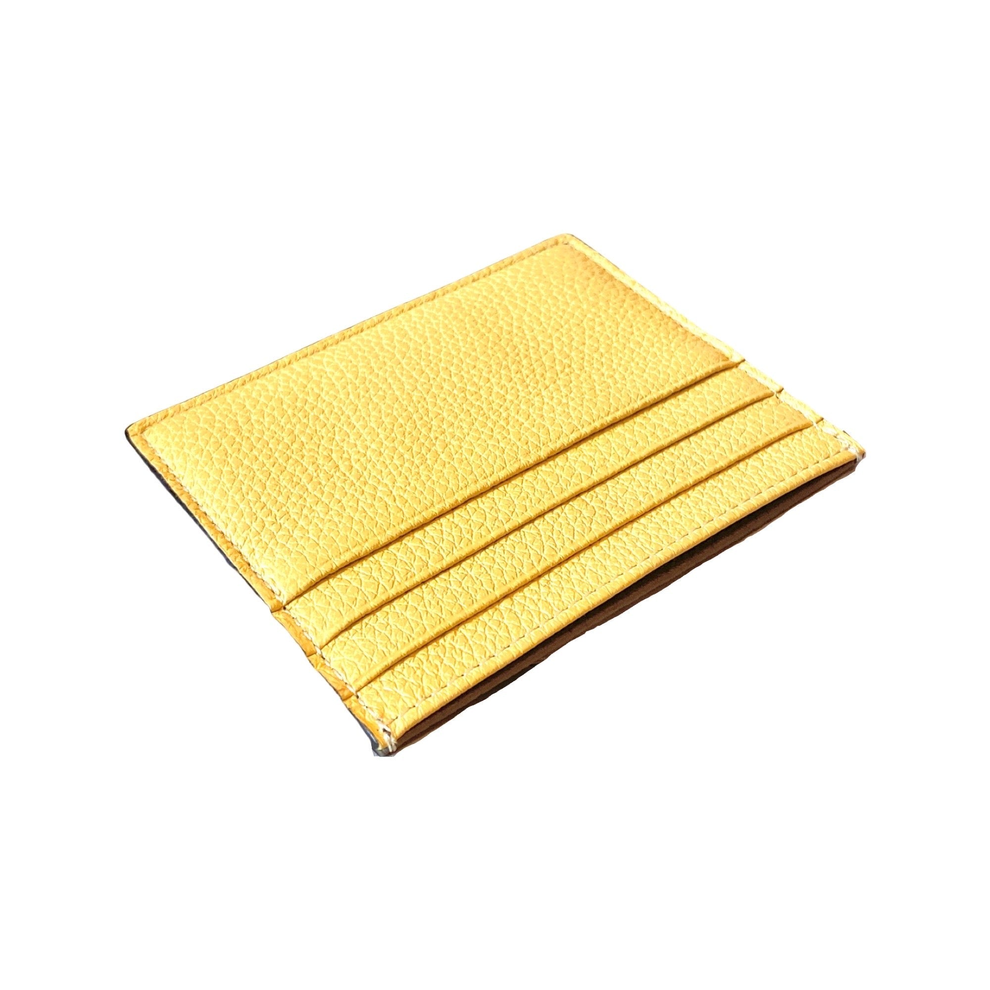 Fendi Baguette Grey and Yellow Grained Leather Card Case Wallet available at Queen Bee of Beverly Hills