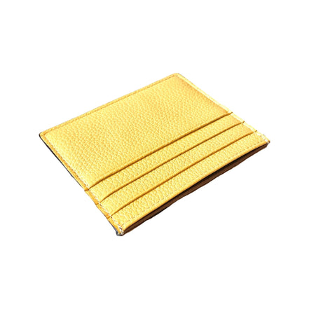 Fendi Baguette Grey and Yellow Grained Leather Card Case Wallet available at Queen Bee of Beverly Hills