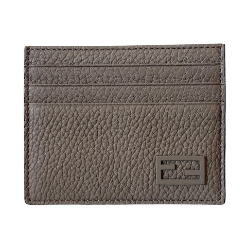 Fendi Baguette Grey and Yellow Grained Leather Card Case Wallet available at Queen Bee of Beverly Hills