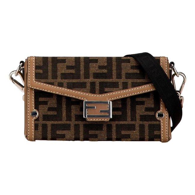 Fendi Baguette Soft Trunk Phone Case Bag Zucca Canvas and Leather available at Queen Bee of Beverly Hills
