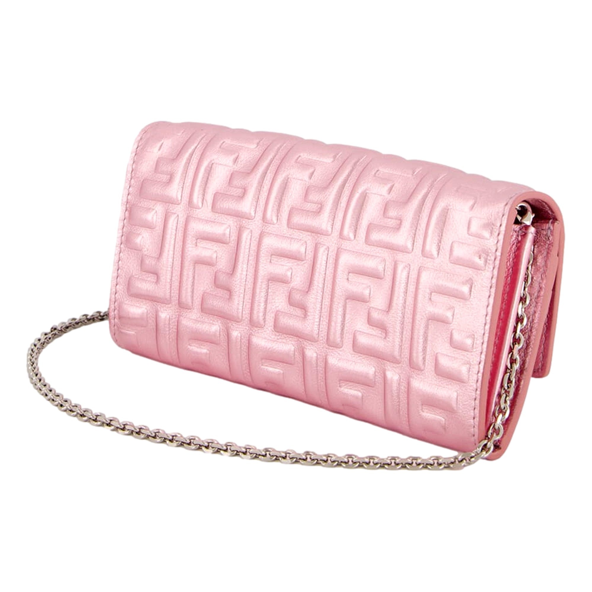 Fendi Baguette Wallet on Chain Pink | Queen Bee of Beverly Hills