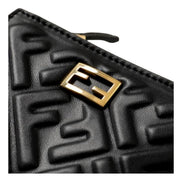 Fendi Baguette Small Wallet in Black Lamb Leather with Embossed FF Logo