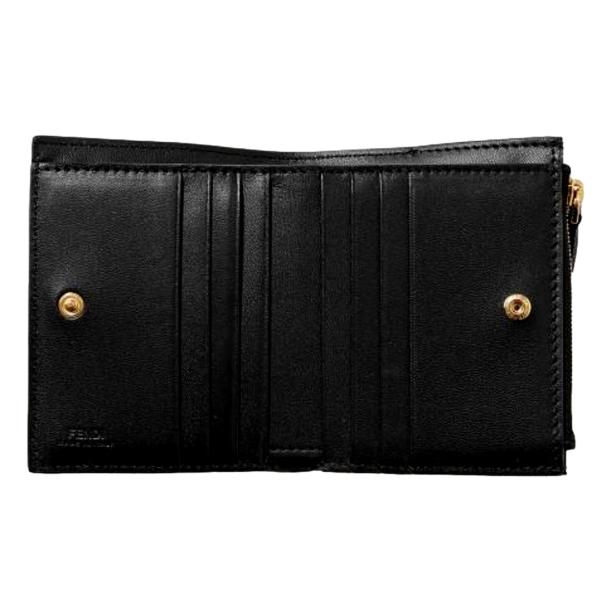 Fendi Baguette Small Wallet in Black Lamb Leather with Embossed FF Logo
