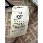 Fendi FF Logo Knit Beanie Hat Beige Wool Blend