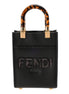 Fendi Black Calfskin Snake Print Mini Sunshine Shopper Tote Crossbody Bag available at Queen Bee of Beverly Hills