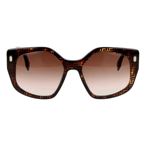 Fendi Bold FF Havana Brown and Black Acetate Geometric Frame Sunglasses at_Queen_Bee_of_Beverly_Hills