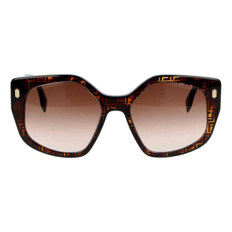 Fendi Bold FF Havana Brown and Black Acetate Geometric Frame Sunglasses at_Queen_Bee_of_Beverly_Hills