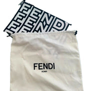 Fendi by Marc Jacobs Roma Black White Large Leather Clutch available at Queen Bee of Beverly Hills