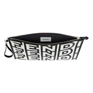 Fendi by Marc Jacobs Roma Black White Large Leather Clutch available at Queen Bee of Beverly Hills