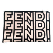Fendi by Marc Jacobs Roma Black White Large Leather Clutch available at Queen Bee of Beverly Hills