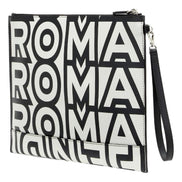 Fendi by Marc Jacobs Roma Black White Large Leather Clutch available at Queen Bee of Beverly Hills