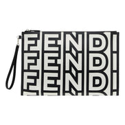 Fendi by Marc Jacobs Roma Black White Large Leather Clutch available at Queen Bee of Beverly Hills