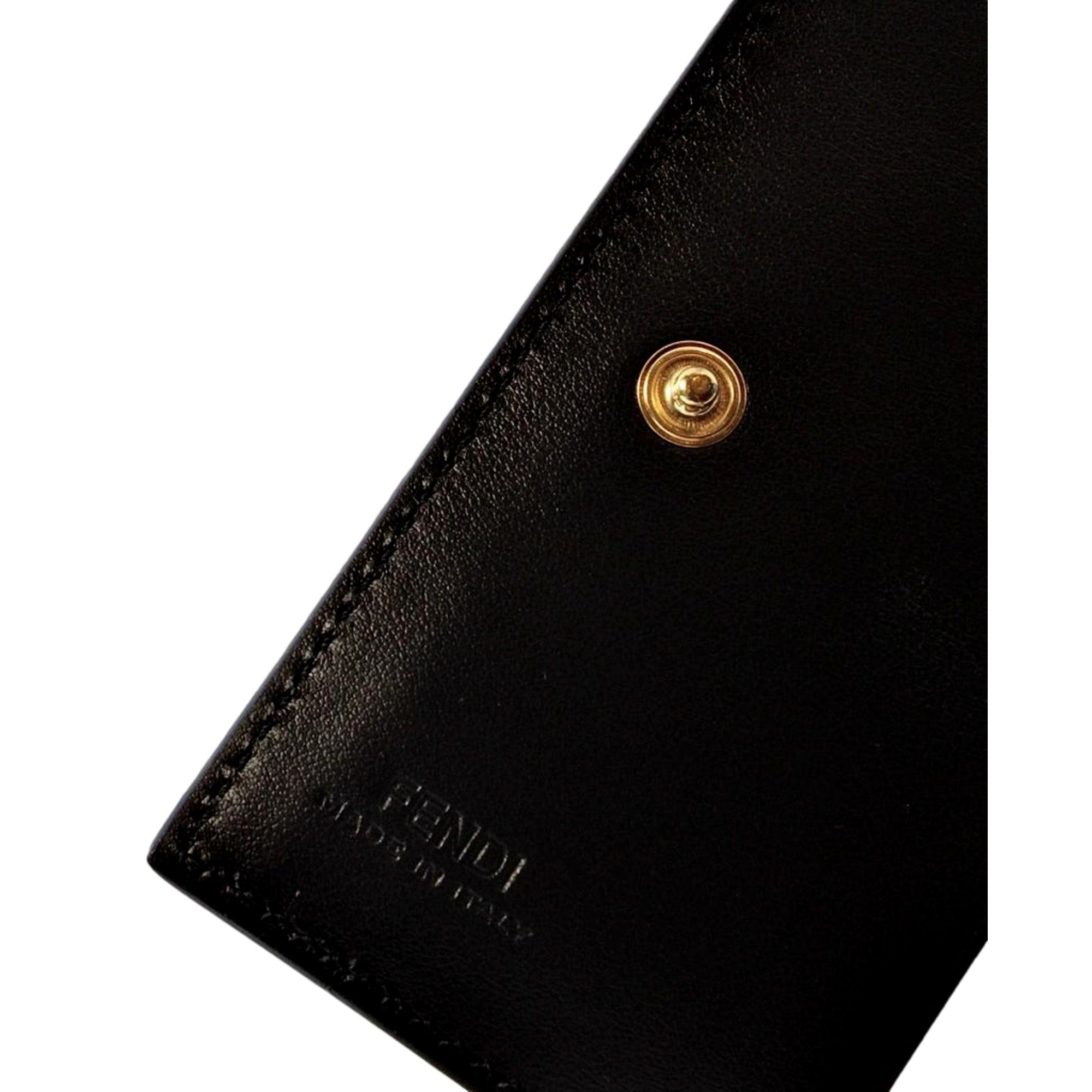 Fendi Calf Leather F Logo Brown Pink Small Bifold Wallet available at Queen Bee of Beverly Hills