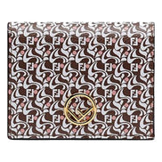 Fendi Calf Leather F Logo Brown Pink Small Bifold Wallet available at Queen Bee of Beverly Hills