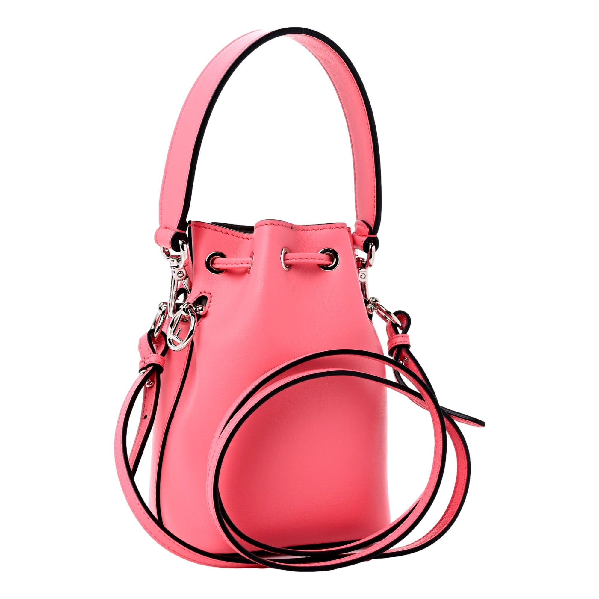Fendi Calfskin F is Fendi 3D Flower Mini Mon Tresor Bucket Bag Pink available at Queen Bee of Beverly Hills