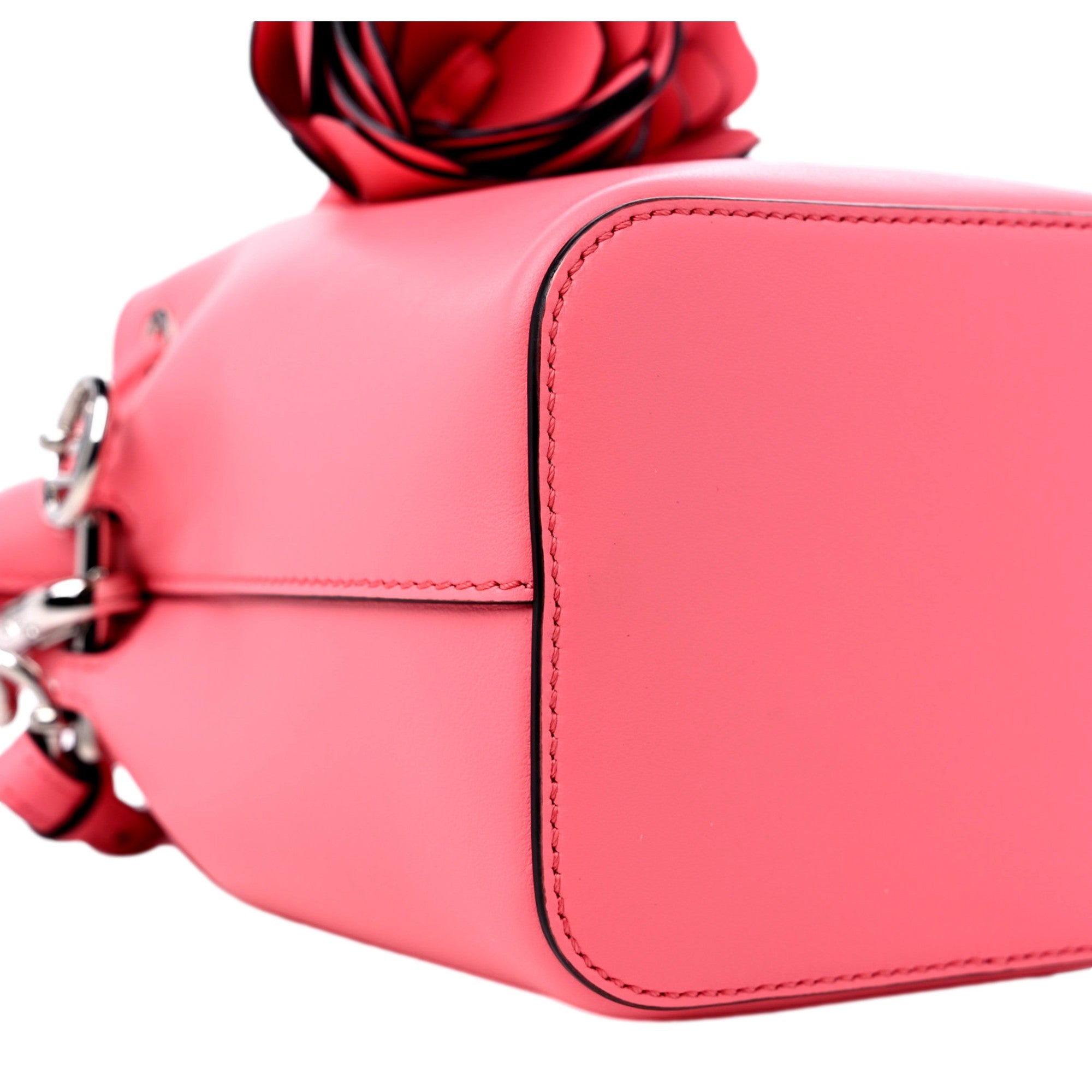Fendi Calfskin F is Fendi 3D Flower Mini Mon Tresor Bucket Bag Pink available at Queen Bee of Beverly Hills