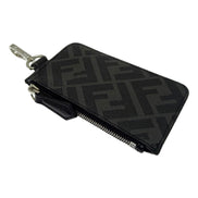 Fendi Diagonal Black Sunflower Yellow Calf Leather Coincase Keychain Wallet available at Queen Bee of Beverly Hills