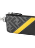 Fendi Diagonal Black Sunflower Yellow Calf Leather Coincase Keychain Wallet available at Queen Bee of Beverly Hills