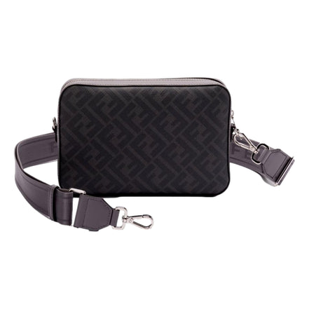 Fendi Diagonal FF Jacquard Acciaio Gray Camera Case Bag