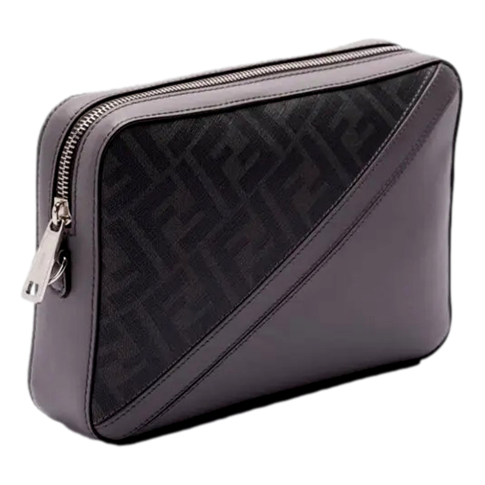 Fendi Diagonal FF Jacquard Acciaio Gray Camera Case Bag