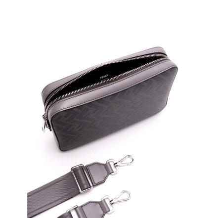Fendi Diagonal FF Jacquard Acciaio Gray Camera Case Bag